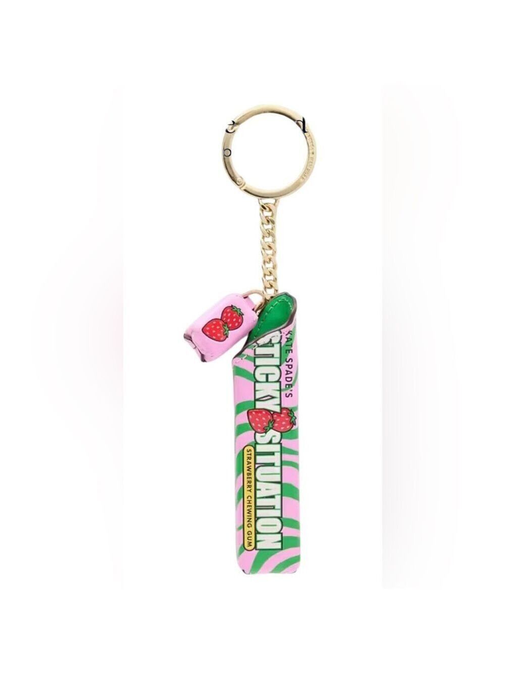 Kate Spade “Sticky Situation” Strawberry Chewing Gum Keychain / Bag Charm NWT